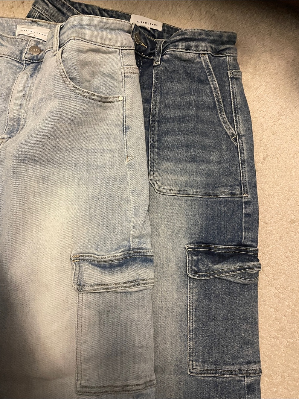 Wide Leg Cargo Jeans in Light Blue - Picture 6 of 8